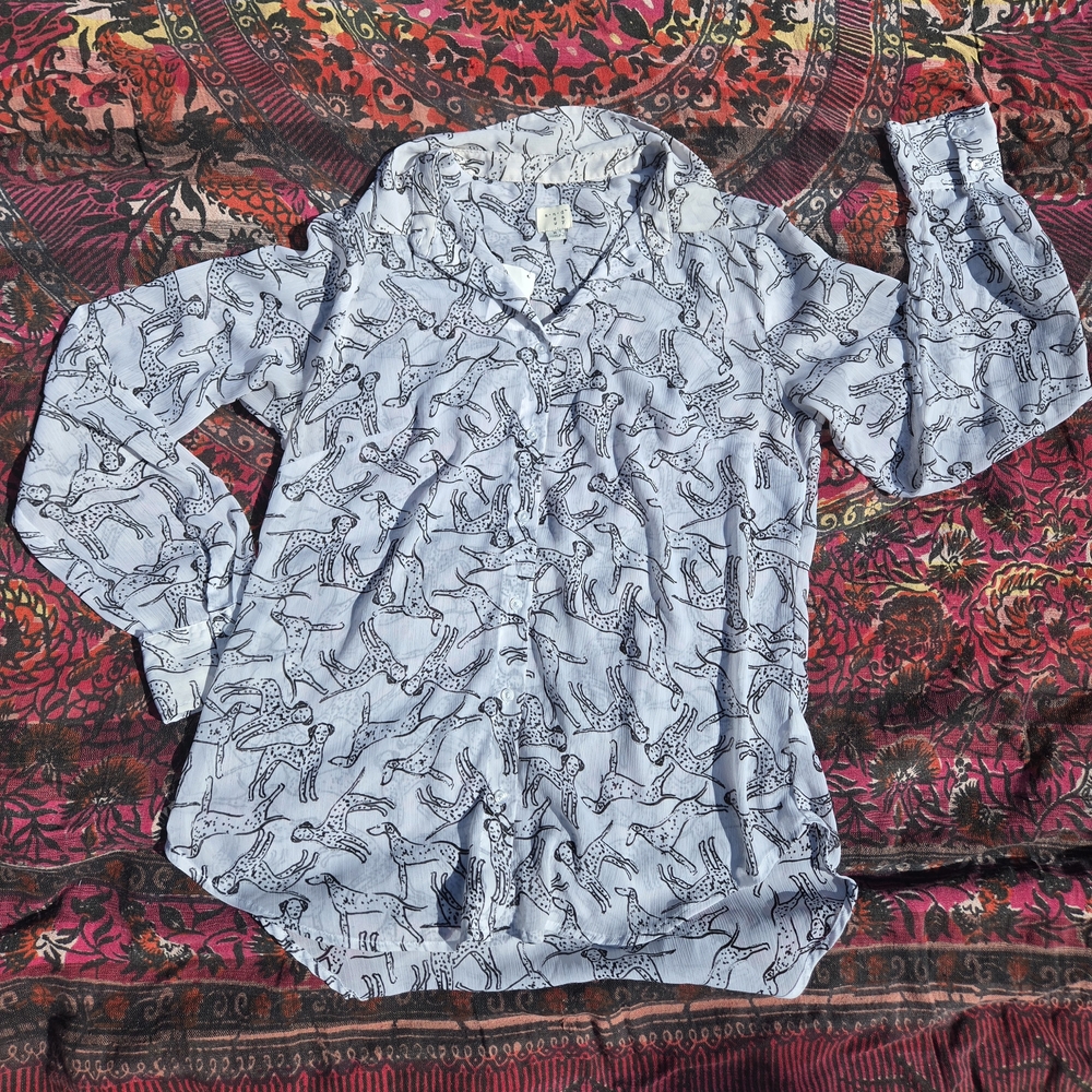Stylish Dalmatian Print Button-Up Shirt